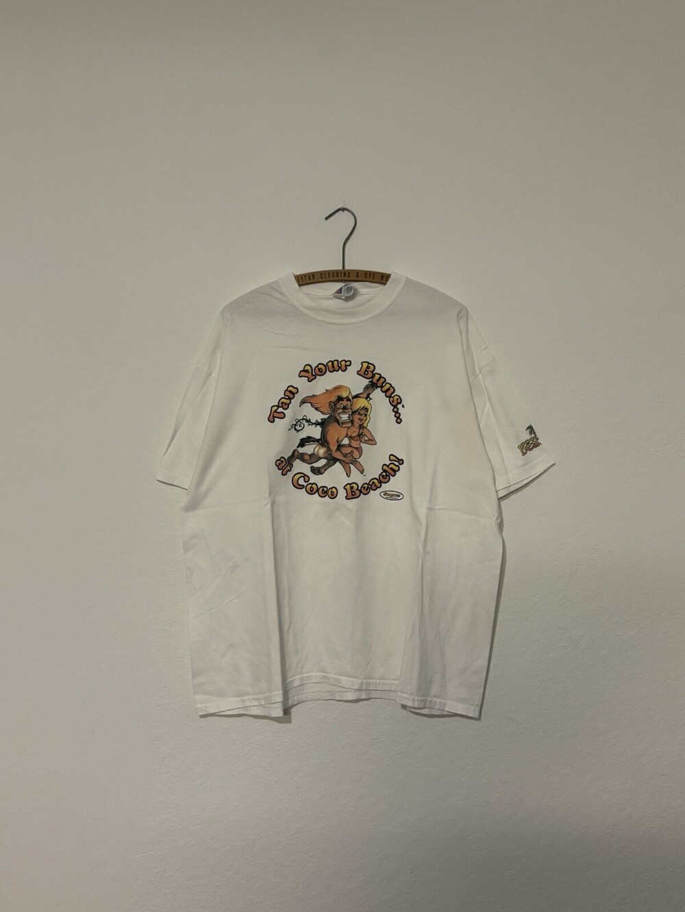 Vintage 90s Coco Beach Black Tan Your Buns Graphic Funny Beach Shirt Size XL